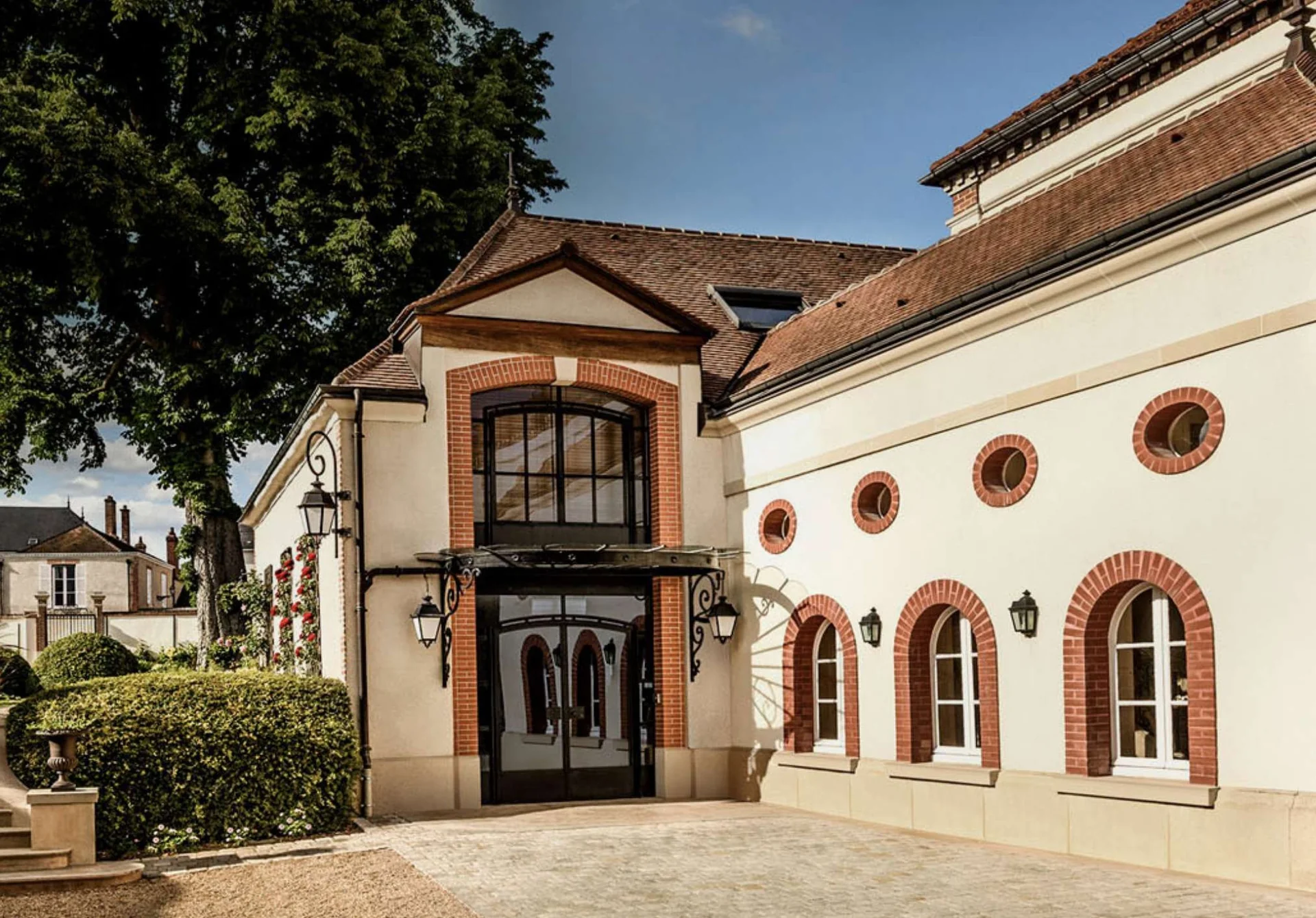Courtyard and entrance of a traditional Champagne house